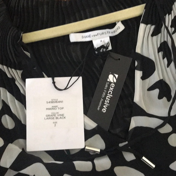 DVF Mikino Grape Vine Black Top Size 2 - Picture 6 of 6